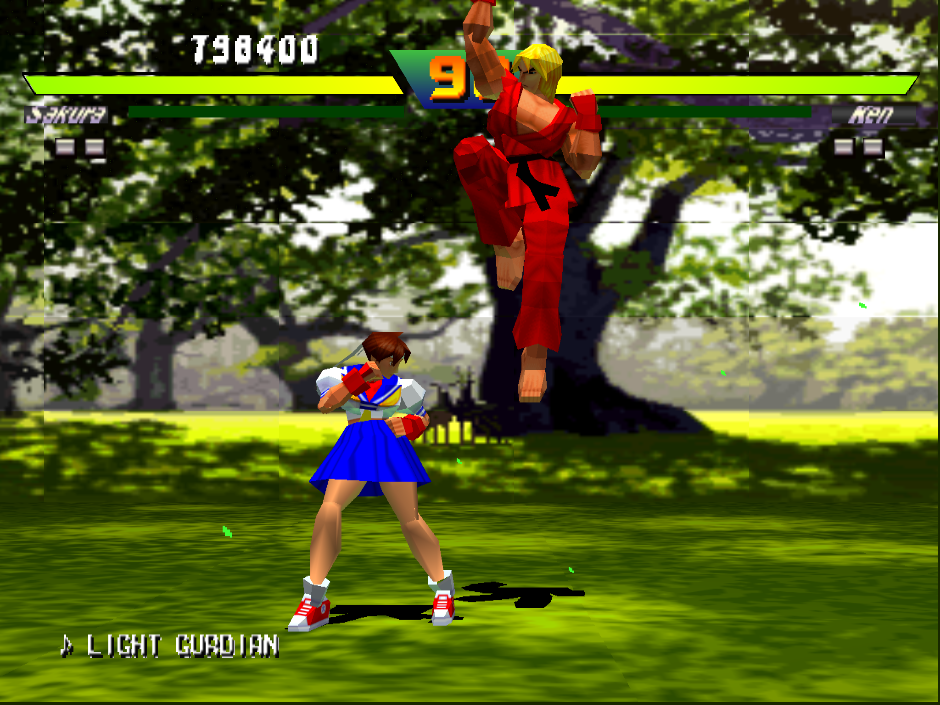 Street Fighter Ex Plus Alpha with the experimental GL renderer and bilinear filtering enabled.