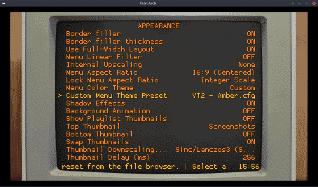 RGUI Menu Preset: VT2 Amber